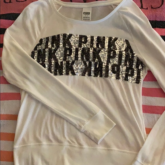 Sold VS pink sheer long sleeve fitted tee SM - Picture 5 of 5